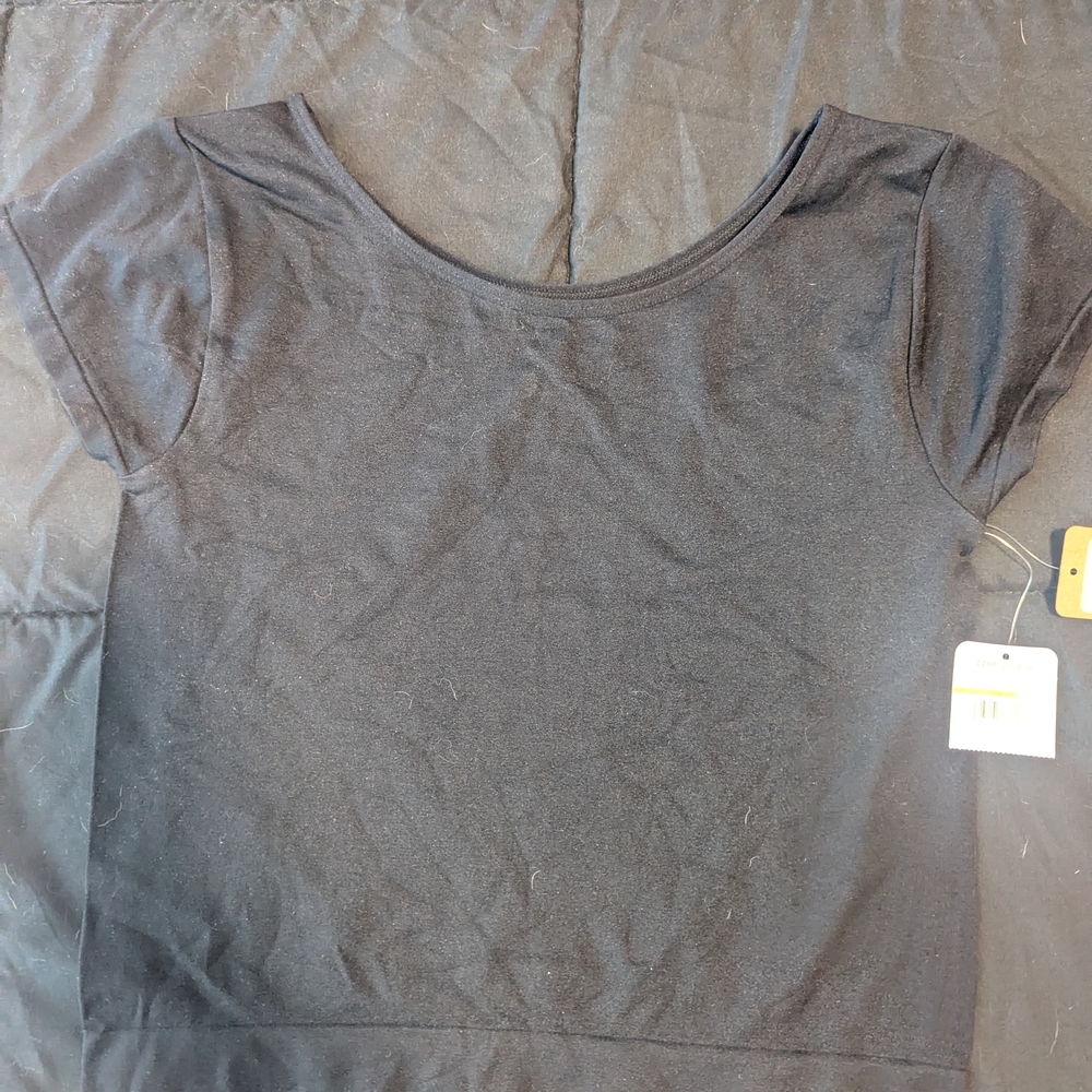 Free People Seamless Black Crop Fitted T-Shirt